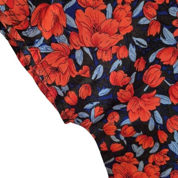 Shein Women's Red & Blue Poly Floral Dolman Sleeve Top - Picture 3 of 10